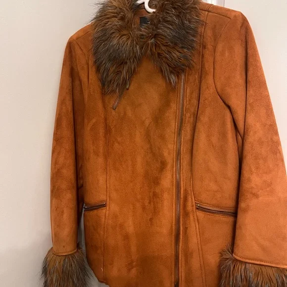 Rachel Zoe Brown Suede fur Coat Size M - Picture 5 of 16